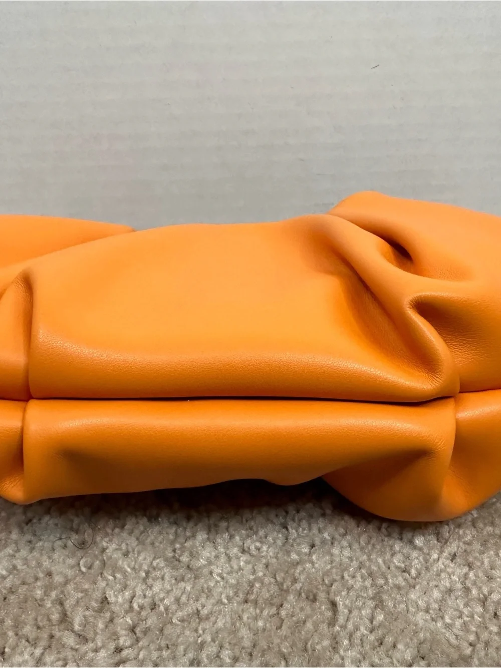 Ruched Orange Shoulder Bag with Gold Hardware - Women